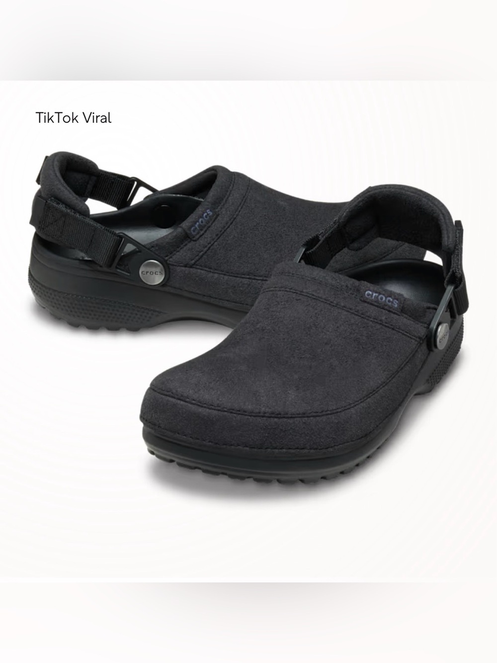 Crocs Classic Crafted Vegan Suede Clog charcoal black woman’s 7 men’s 5 slippers
